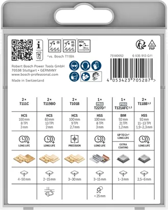 Bosch puidu- ja metallitriksi terade komplekt täiustatud, 10 osa.